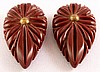 BP182 pr carved chocolate bakelite dress clips